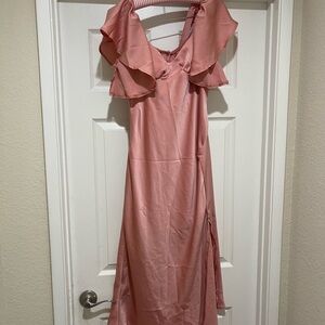Elegant Pink Ruffle Dress